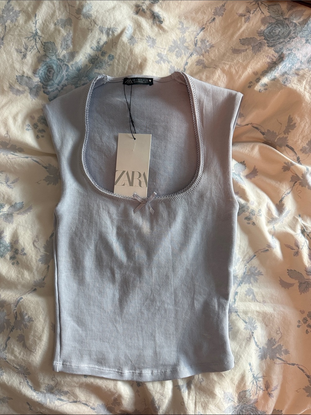 ZARA Pale Lavender Scoop Neck Ribbed Tank